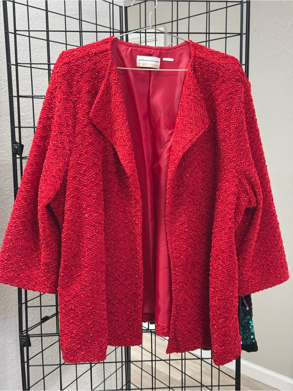 Alfred Dunner Red Textured Open-Front Jacket pit 25 L 29 XL-XXL